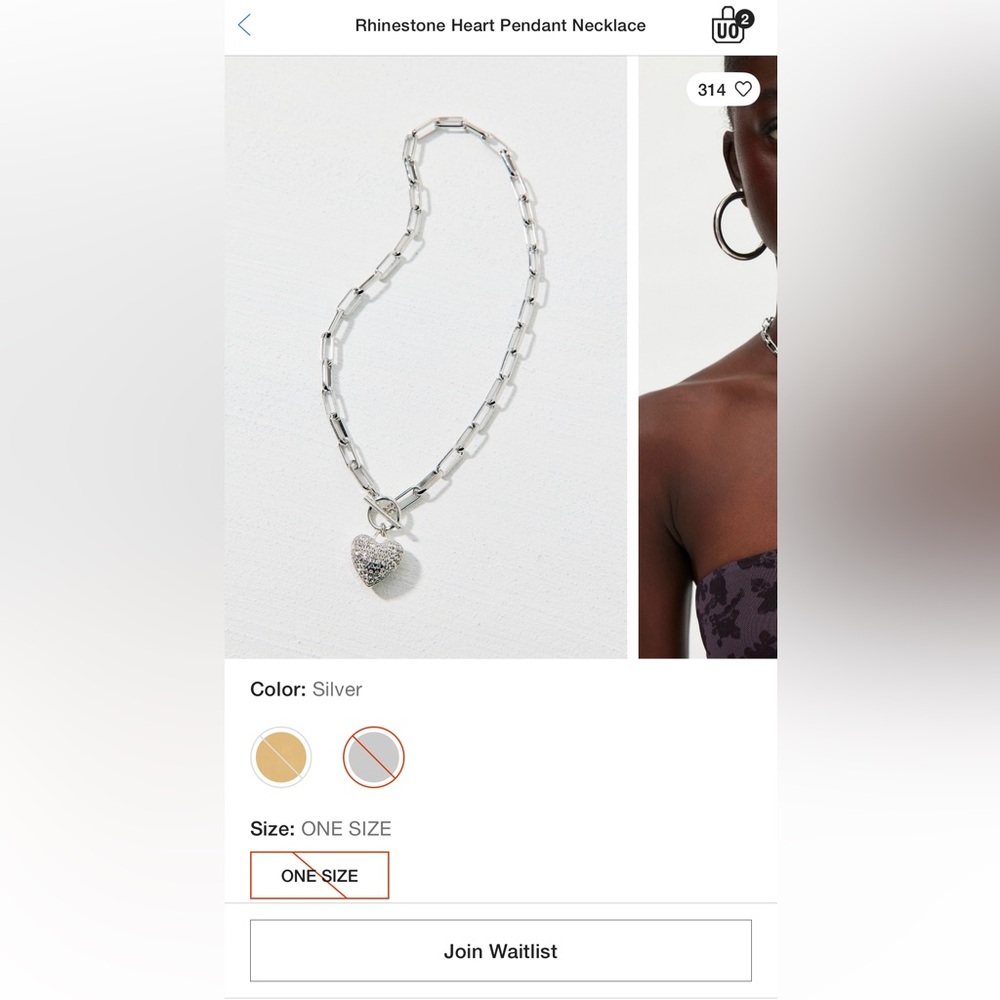 Urban Outfitters Rhinestone Crystal Heart Necklace - Picture 11 of 11
